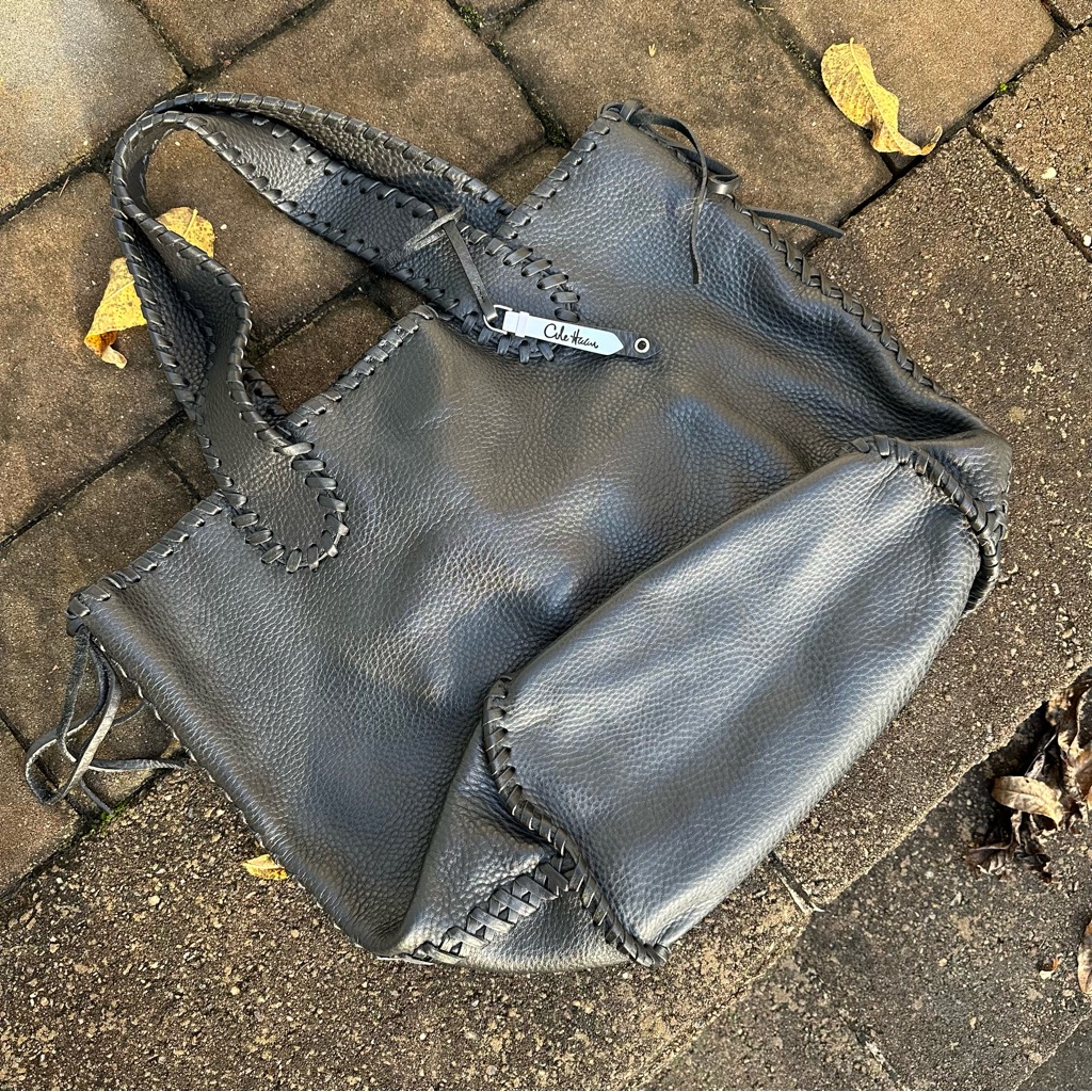 Nwot Cole Haan Whipstitch Pebbled Leather Bucket Tote